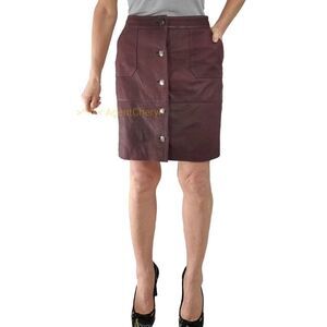 Coster Copenhagen 100% Lamb Leather Button Front Cargo Pocket Skirt. 10/40eu. Ox